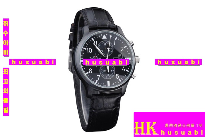 더킹 이승기 시계-iwc 포르투기스- Replica IWC Schaffhausen Black Authentic Leather Automatic Movement 38 mm. YC010-20