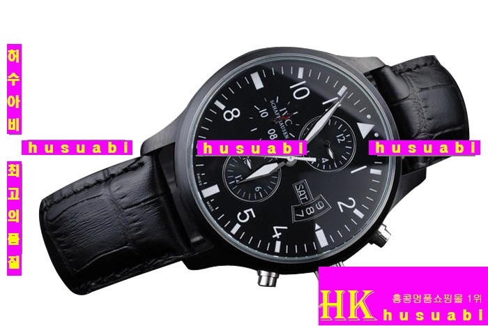 더킹 이승기 시계-iwc 포르투기스- Replica IWC Schaffhausen Black Authentic Leather Automatic Movement 38 mm. YC010-20