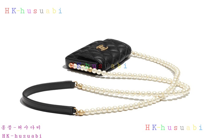 ★미러급★샤넬 CC로고 클래식 램스킨 진주 스트랩 플랩 카드 홀더 미니백 AP2185