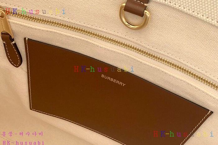 ★미러급★버버리 투톤 캔버스 레더 미디엄 프레야 토트  80441291