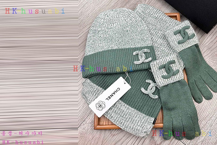 NEW 샤넬 모자 머플러 장갑 셋트 신상 C 614050