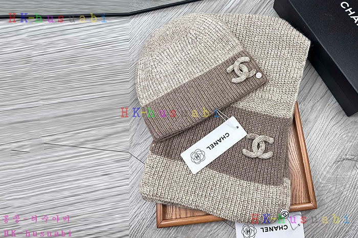 NEW 샤넬 모자 머플러 셋트 신상 C 6141103