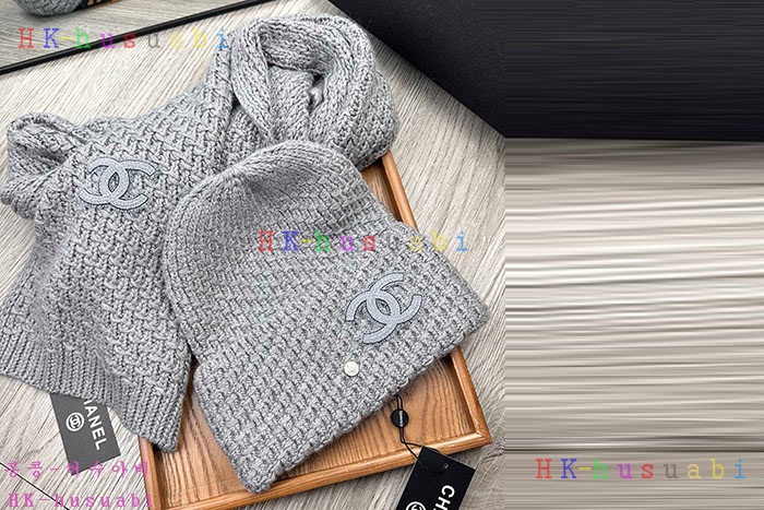 NEW 샤넬 모자 머플러 셋트 신상 C 614062