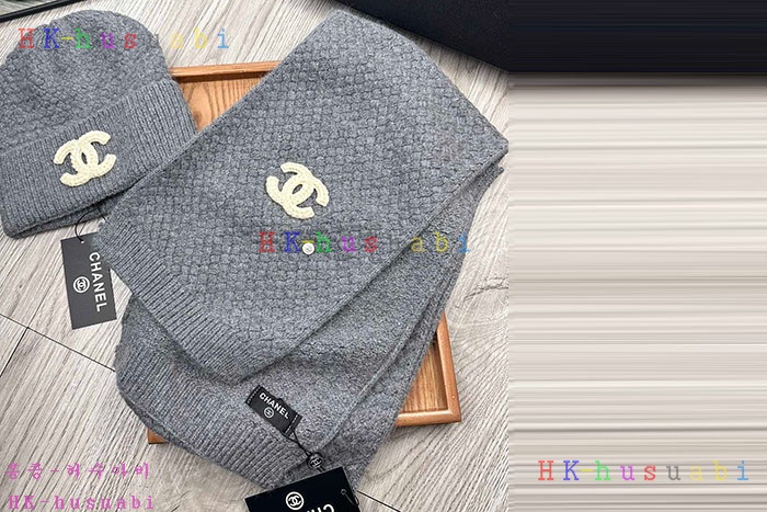 NEW 샤넬 모자 머플러 셋트 신상 C 614075