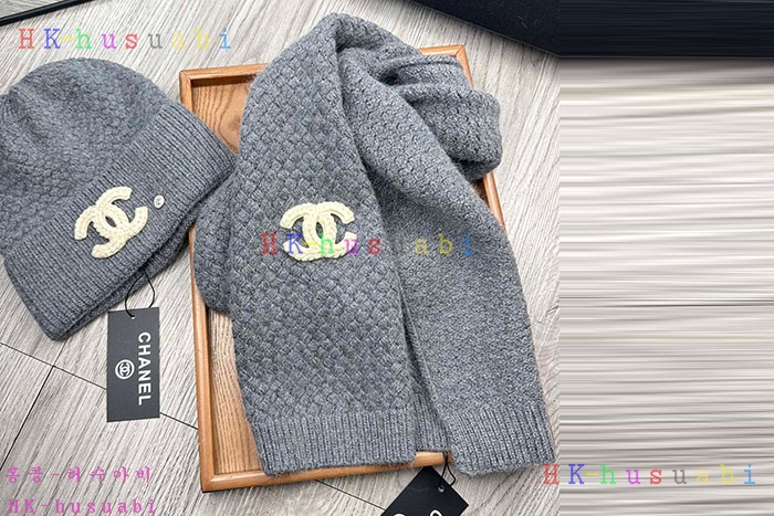 NEW 샤넬 모자 머플러 셋트 신상 C 614075